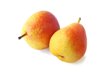 Two tasty ripe pears isolated on white