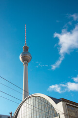 Main station with the famous TV tower in the background in Berlin, Germany.