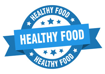 healthy food round ribbon isolated label. healthy food sign