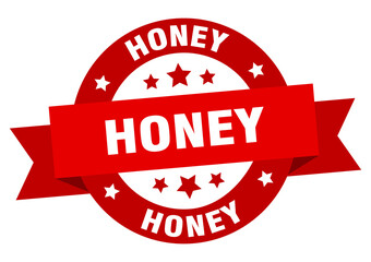 honey round ribbon isolated label. honey sign
