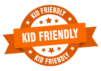 kid friendly round ribbon isolated label. kid friendly sign
