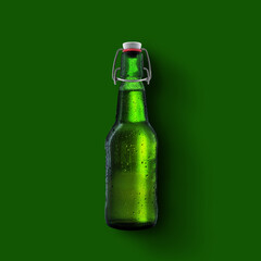 Cold Beer Green Bottle Mockup
