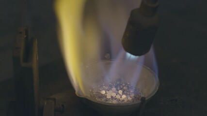 Jeweler melt silver on fire. And poured into special forms.