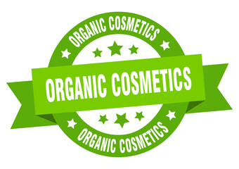 organic cosmetics round ribbon isolated label. organic cosmetics sign