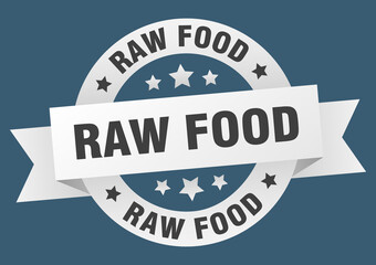 raw food round ribbon isolated label. raw food sign