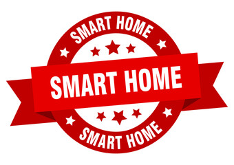 smart home round ribbon isolated label. smart home sign
