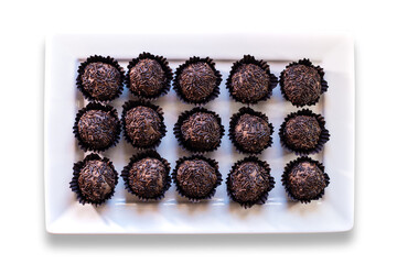Brigadeiro. Traditional Brazilian sweet. Isolated on white background.