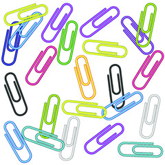 Vector colored paper clips on white background. Vector design elements for infographic, web, internet, presentation.Business concept. 