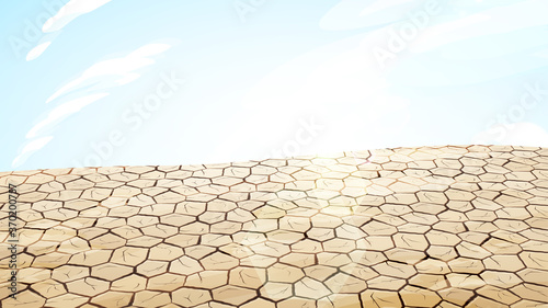荒地の背景 乾燥してひび割れた大地の風景イラスト 昼 16 9 Background Wall Mural Backgrou ふわぷか