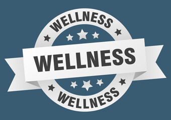 wellness round ribbon isolated label. wellness sign