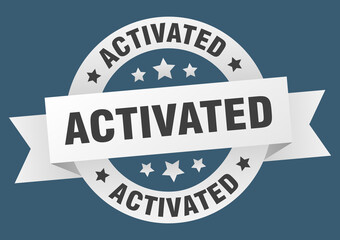 activated round ribbon isolated label. activated sign