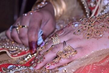 Muslim Bride wedding decoration on hand