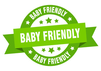 baby friendly round ribbon isolated label. baby friendly sign