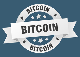 bitcoin round ribbon isolated label. bitcoin sign