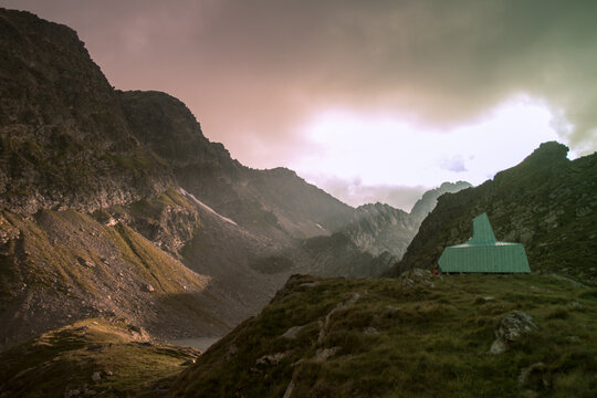 A shelter in the mountain in summer time 