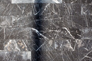 Seamless Moonstone Fantasy Black Marble Stone Tile Texture with White Joint Line