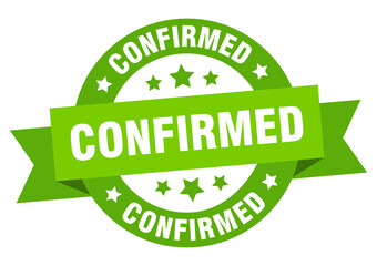 confirmed round ribbon isolated label. confirmed sign