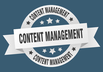 content management round ribbon isolated label. content management sign