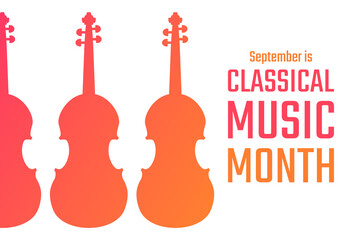 September is classical music month. Holiday concept. Template for background, banner, card, poster with text inscription. Vector EPS10 illustration.