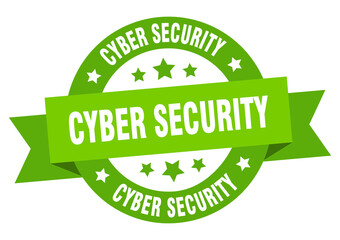 cyber security round ribbon isolated label. cyber security sign