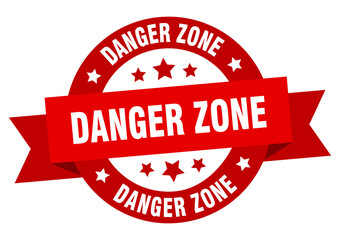 danger zone round ribbon isolated label. danger zone sign