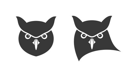 Owl head logo. Isolated owl head on white background