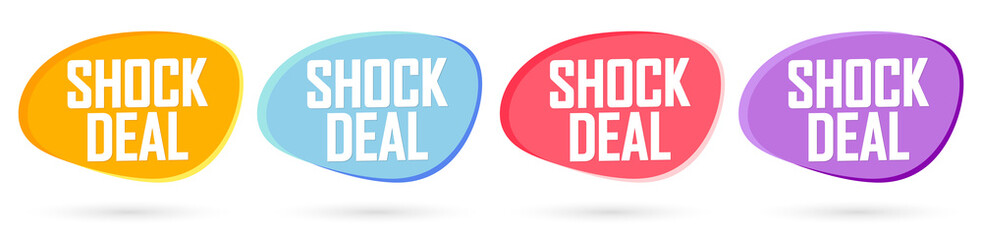 Shock Deal, set sale bubble banners design template, discount tags, vector illustration