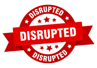 disrupted round ribbon isolated label. disrupted sign