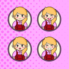 funny character set vector icon illustration