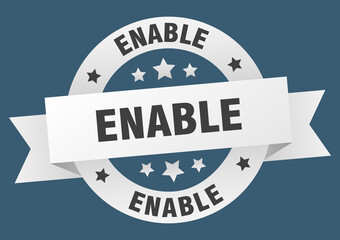 enable round ribbon isolated label. enable sign