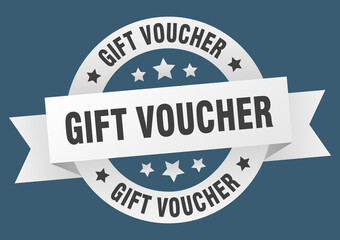 gift voucher round ribbon isolated label. gift voucher sign