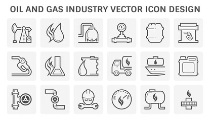 Oil and gas industry vector icon set design.