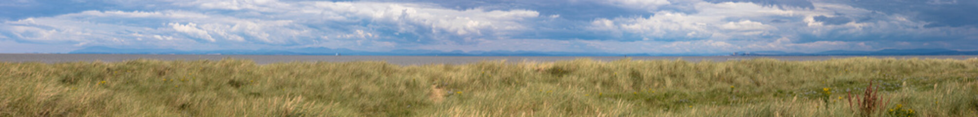 Panoramic view of Morecambe Beach from Fleetwood, Lancashire, UK