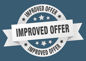 improved offer round ribbon isolated label. improved offer sign