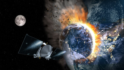 Technological disaster from space. Elements of this image furnished by NASA.