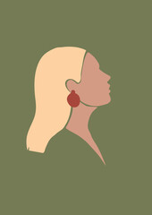 Abstract colorful woman vector portrait. Contemporary art with terraccota colors. Beauty fashion female figure in modern style. Perfect for print, poster, social media, cards