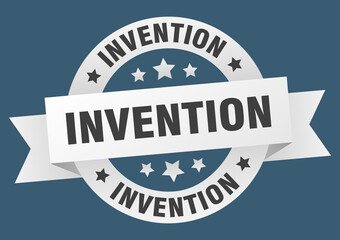 invention round ribbon isolated label. invention sign