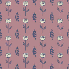seamless pattern, floral ornament, lilac background