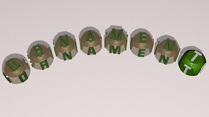 ornament combined by dice letters and color crossing for the related meanings of the concept. illustration and background