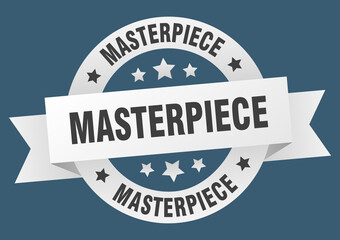 masterpiece round ribbon isolated label. masterpiece sign