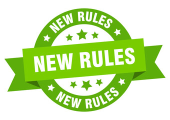 new rules round ribbon isolated label. new rules sign