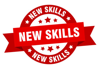 new skills round ribbon isolated label. new skills sign