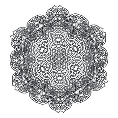 Mandala for coloring book. Decorative round ornaments. Flower shape. Oriental vector, Anti-stress therapy patterns. Symmetry. Meditation. Yoga logo. Vector EPS 10. Ethnic Style.