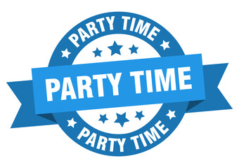 party time round ribbon isolated label. party time sign