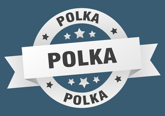 polka round ribbon isolated label. polka sign