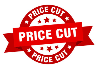 price cut round ribbon isolated label. price cut sign