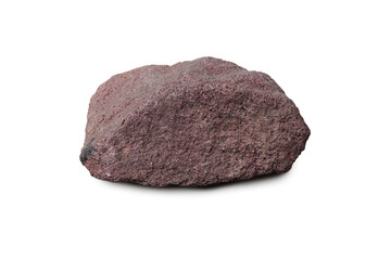 piece of red sandstone rock on a white background. 