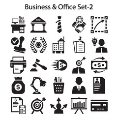 Business & office icon set-2 black vector illustration