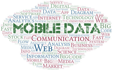 Fototapeta premium Mobile Data vector word cloud, made with text only.