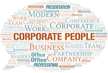 Obraz premium Corporate People vector word cloud, made with text only.